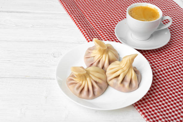 istock Traditional Georgian dish Khinkali stuffed dough close up 1287465550