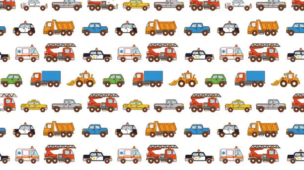 Vector illustration of Cars pattern isolated on white background