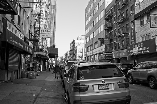 Fulton Street road sign at the intersection with Broadway, Lower Manhattan, NYC.