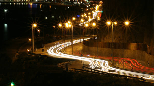 istock Car lights in Long Exhibition in Cantera de Alicante 1287473798