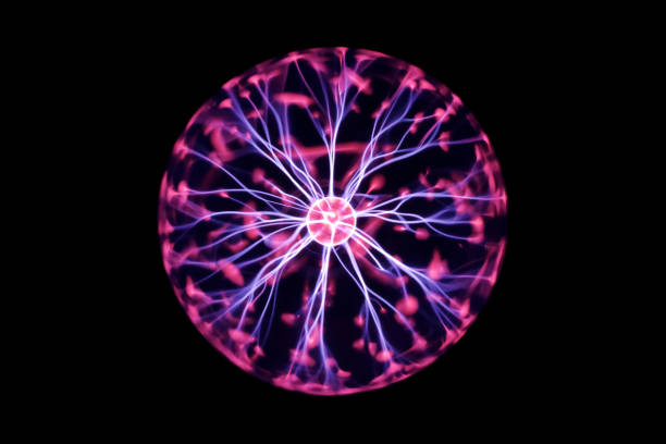 Plasma ball on a black background Close-up on the most beautiful light in physics, the plasma ball. blood plasma stock pictures, royalty-free photos & images