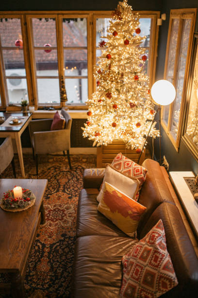 istock A high angle view of a beautiful Christmas tree in an apartment 1287483524
