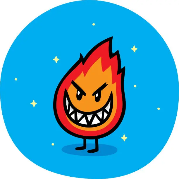 Vector illustration of Flame Guy Doodle