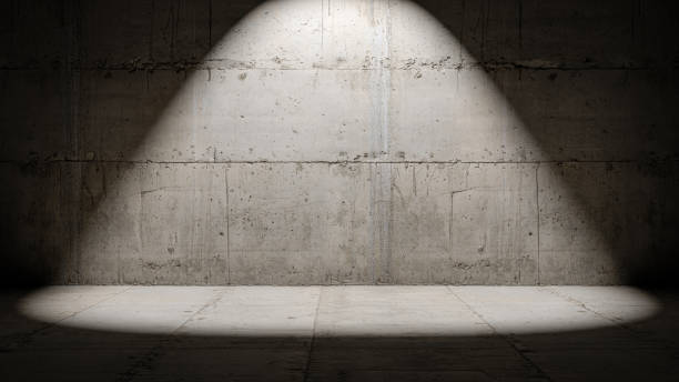 istock Empty abstract concrete studio for display of products against background, with spotlight 1287484688