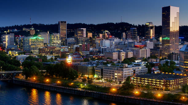istock Downtown Portland at Night - Aerial 1287488585