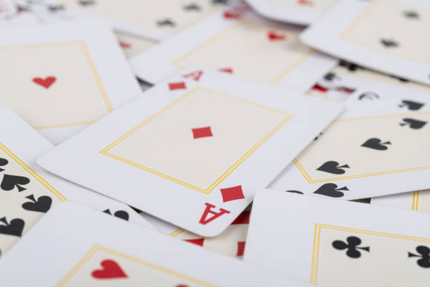 istock Narrow focus playing cards with an ace on the middle 1287488815
