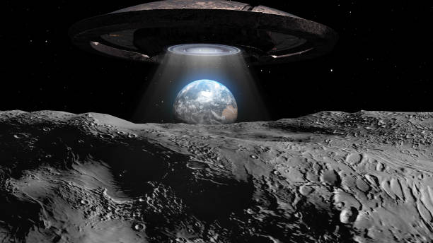 istock Flying saucer ufo heading toward Earth from the moon 1287489065