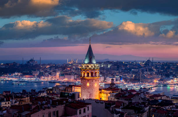 İstanbul Turkey Galata tower and bosphorus in İstanbul Turkey. istanbul stock pictures, royalty-free photos & images