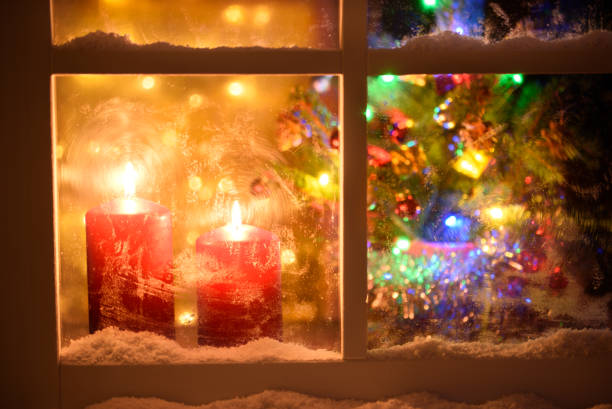 istock View through a window of Christmas decorations 1287490485