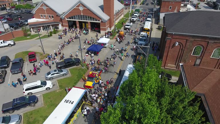 Public Event Downtown New Albany Indiana Drone View