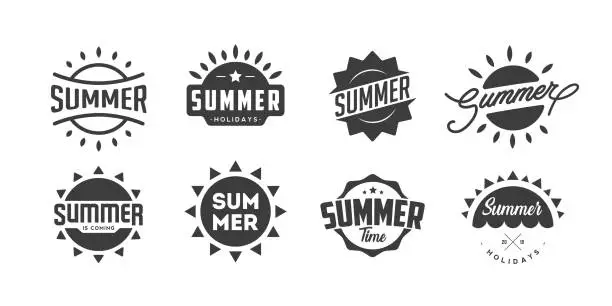 Vector illustration of Summer vintage emblems, badges, labels, logos.