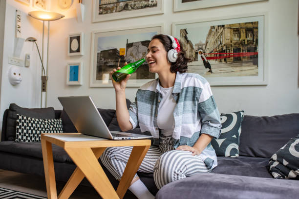 istock Socializing at home via video call 1287493617