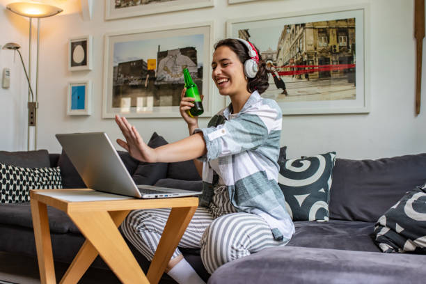 istock Socializing at home via video call 1287493788