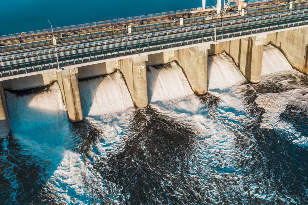 istock Hydroelectric Dam or Hydro Power Station, aerial view 1287503990
