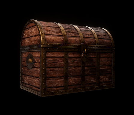 Treasure chest on a black background.
