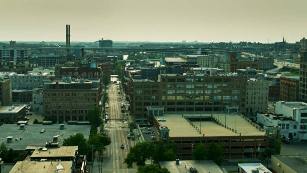 istock Aerial View Down Chicago Street, Milwaukee 1287509351
