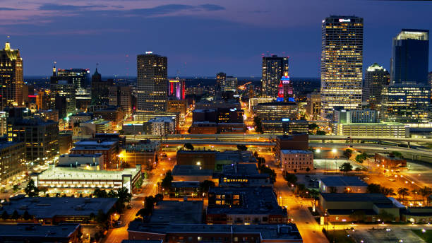 Quiet Streets in Milwaukee at Night - Aerial
