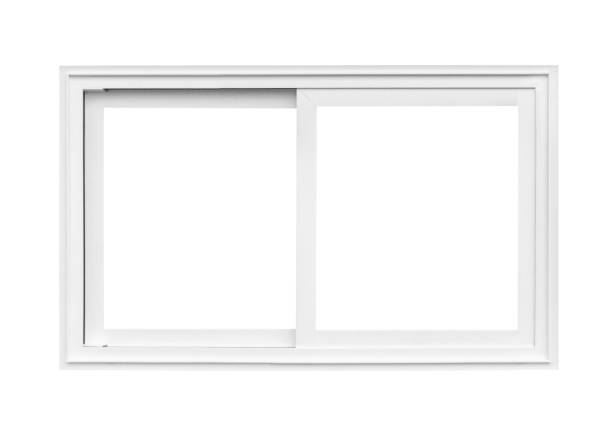 quadro real da janela da casa moderna isolado no fundo branco com caminho de recorte - retro revival new closed open - fotografias e filmes do acervo