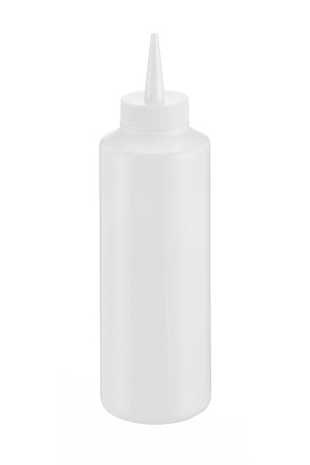 Squeeze Bottle Condiment Dispenser On White