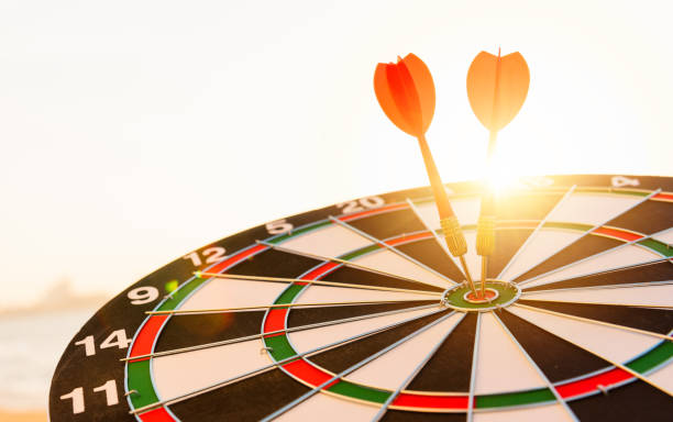 istock dart arrow hit center on Bullseye 1287521190