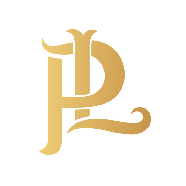 Golden P monogram isolated in white. Elegant monogram design. Golden P monogram. script letter l stock illustrations