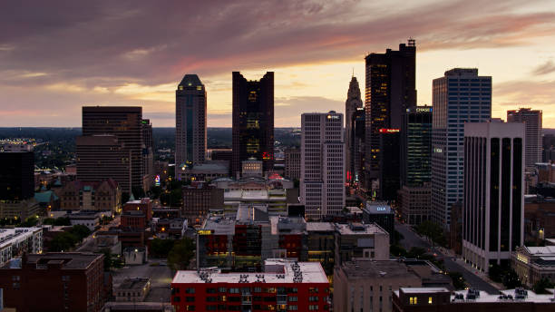 istock Light Coming on in Downtown Columbus Lit Up at Twilight 1287524030