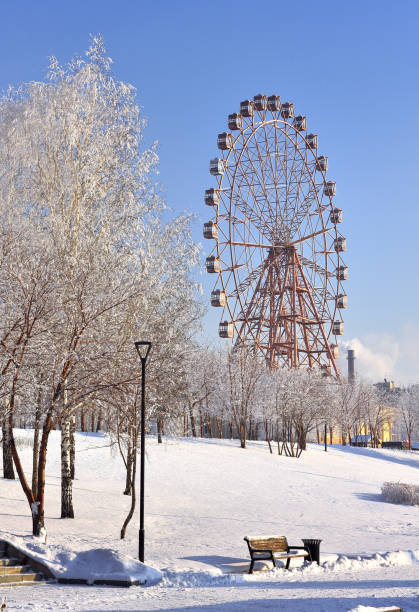 Ferris wheel in Montreal Old Port during a winter day