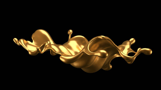 istock Luxury elegant splash liquid gold. 3d illustration, 3d rendering. 1287525011
