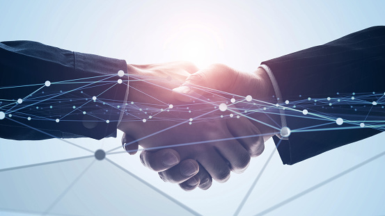 Business network concept. Shaking hands. Teamwork. Human resources.