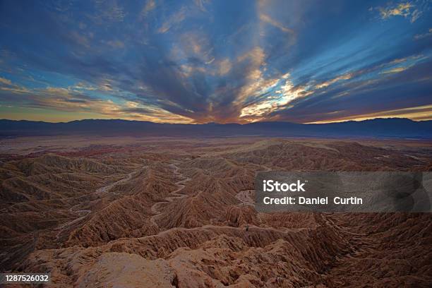 Desert Sunset At Fonts Point Stock Photo - Download Image Now - Anza Borrego Desert State Park, Awe, Backgrounds