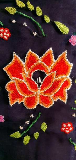 istock Beautiful embroidery flower motif 1287526079