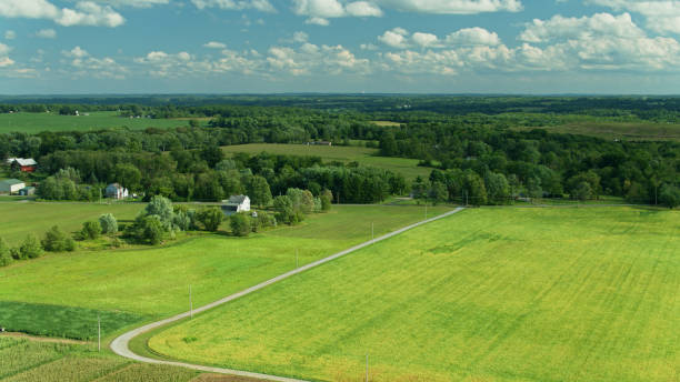 istock Fluffy White Clouds Over Ohio Farmland - Aerial 1287528128