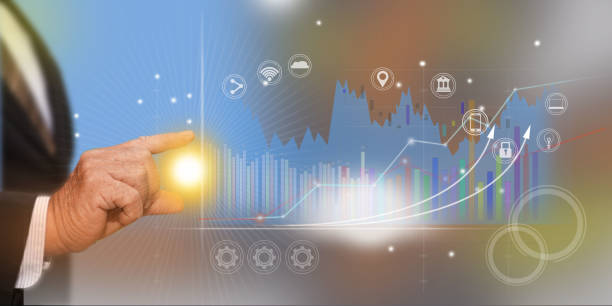 istock Communication graphic. The connection communicates with people in various societies through the Internet or online. 1287529042