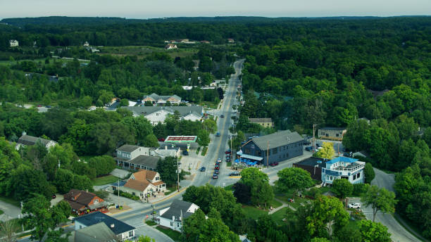 istock Main Street in Egg Harbor, Wisconsin - Drone Shot 1287532409
