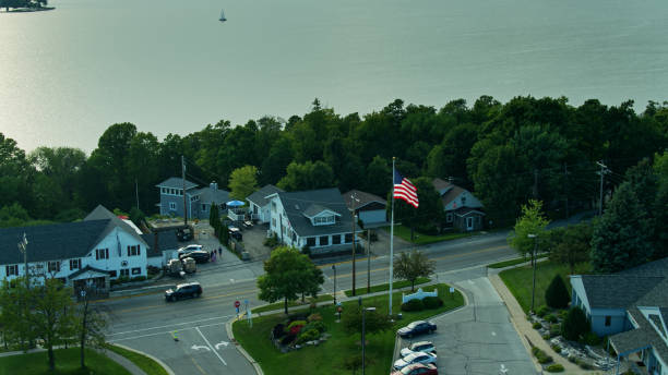 Stars and Stripes Flying Over Egg Harbor, Wisconsin