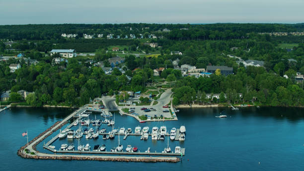 istock Marina and Small Town on Lake Michigan 1287532418