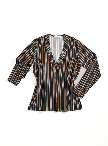 istock Fashionable striped blouse isolated on white background 1287533501