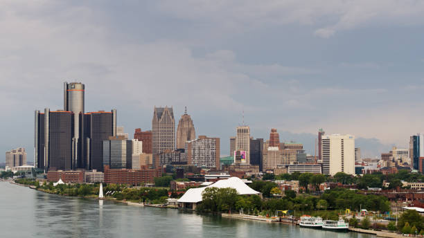 istock Downtown Detroit on Cloudy Day - Drone Shot 1287534395