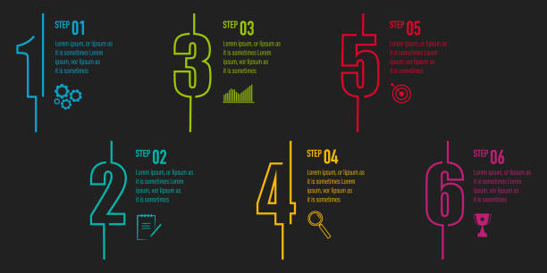 illustrations, cliparts, dessins animés et icônes de vecteur de conception d’infographies avec des icônes d’affaires et 6 options - number 6