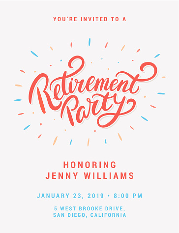 Retirement party. Vector lettering invitation.