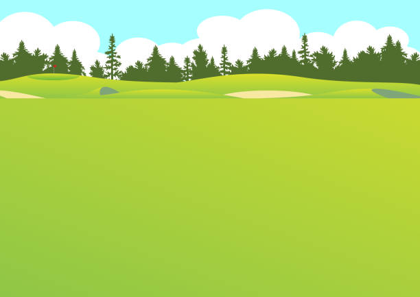 ilustrações, clipart, desenhos animados e ícones de ilustração de campo de golfe verde - golf course golf sand trap beautiful