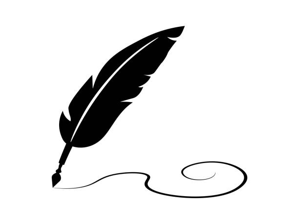 Feather Pen Icon, Fashion and Card Print Design Feather pen vector pen fountain pen writing isolated stock illustrations