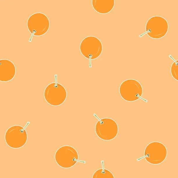 Vector illustration of Orange fruits seamless pattern.