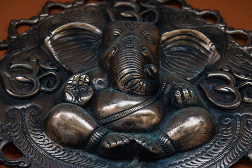 Picture of Lord Ganesha statue. made from copper, aluminum, steel.