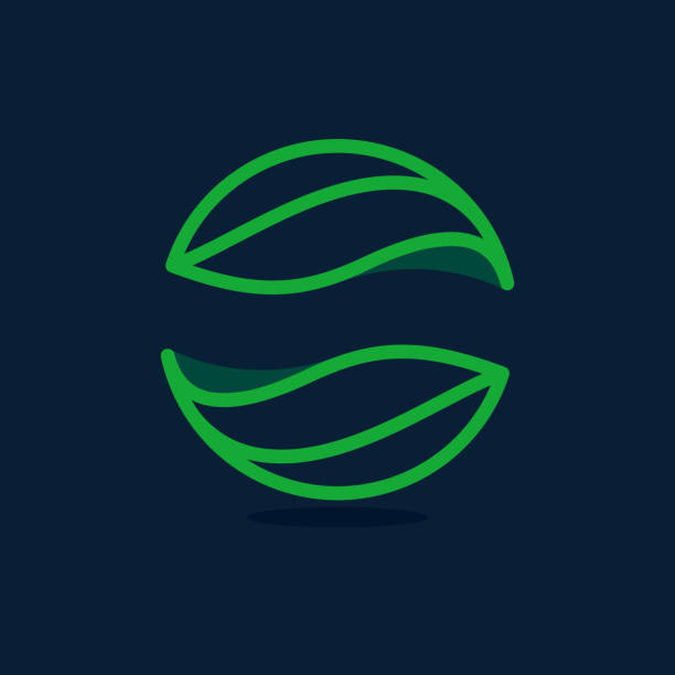ilustrações de stock, clip art, desenhos animados e ícones de ecology sphere line logo made of twisted green leaves. - leaf logo
