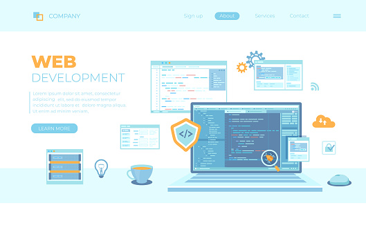 Web Development Programming Coding Laptop With Program Code On The ...