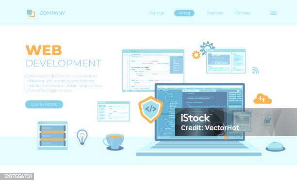 Web Development Programming Coding Laptop With Program Code On The ...