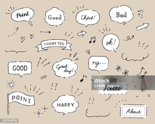 Set Of Doodle Illustrations Such As Balloons Frames Decorations Hearts Stars Arrows Etc Stock Illustration - Download Image Now