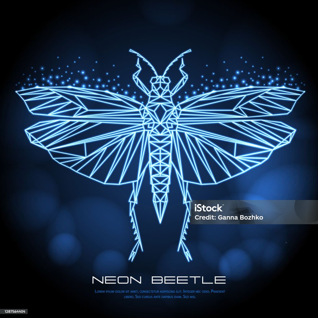 Triangle Bug Pattern Abstract Neon Polygonal Triangle Grasshopper Bug Neon Sign ...