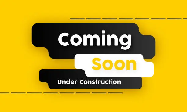 Vector illustration of Coming soon under construction yellow background design